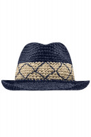 Navy/straw (ca. Pantone 296C/7401C)
