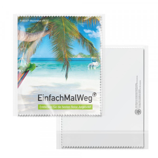 POLYCLEAN rPET Brillenputztuch 30x20 cm im Cellulosebeutel, All-Inclusive-Paket