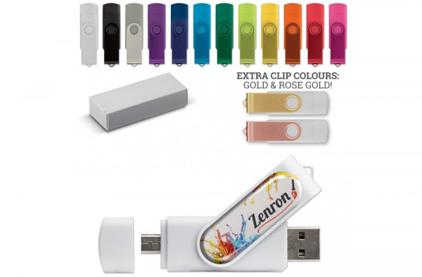16GB USB-Stick Twister, USB 2.0, OTG, Doming