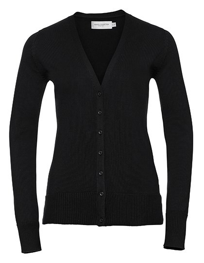 Russell Collection - Ladies` V-Neck Knitted Cardigan