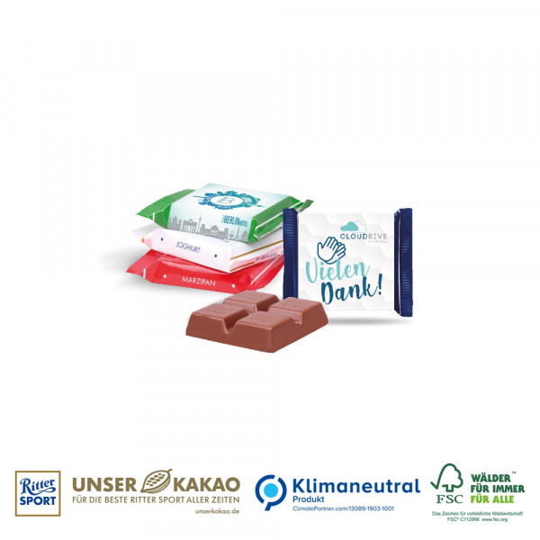 Ritter SPORT Mini mit Werbebanderole, Klimaneutral, FSC®