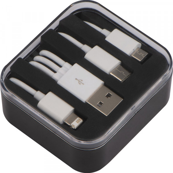 Kunststoffbox mit 3in1 USB-Ladekabel