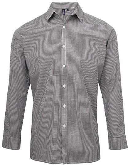 Premier Workwear - Men`s Microcheck (Gingham) Long Sleeve Cotton Shirt