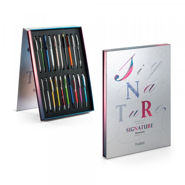 SIGNATURE WRITING SHOWCASE. Mustermappe mit 20 Kugelschreibern 