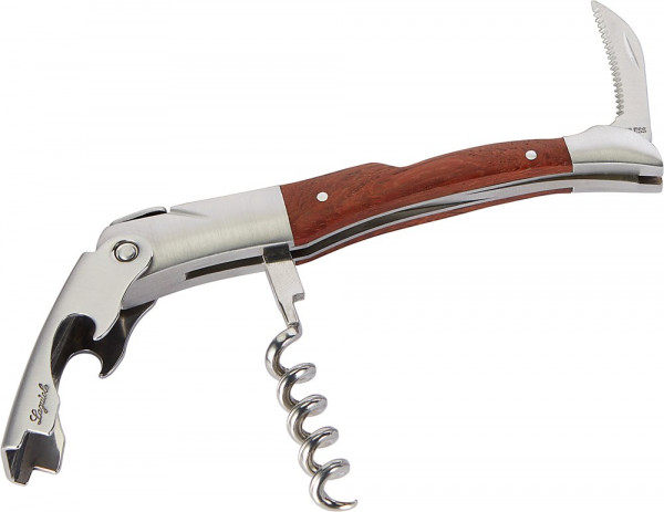 Laguiole-Kellnermesser mit Kapelsheber und Rosenholz-Griff