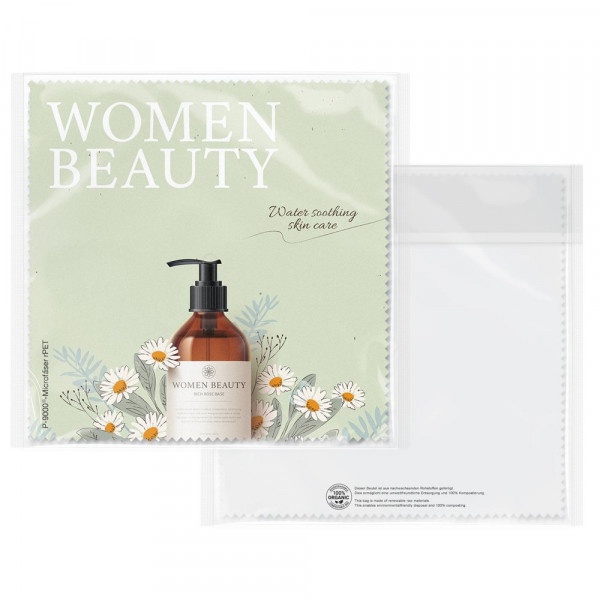 POLYCLEAN rPET Brillenputztuch 20x20 cm im Cellulosebeutel, All-Inclusive-Paket