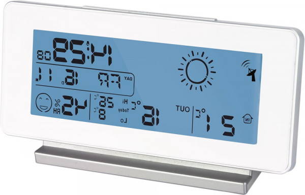 Multifunktions-Wetterstation beleuchtet mit Funkuhr, Alarmuhr, Kalender und Hygrometer