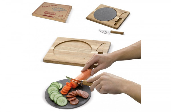 Schiefer-Servierplatte mit Messer